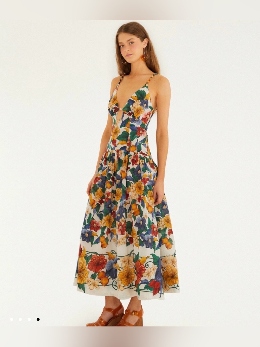 Gorgeous Farm Rio Off-White Tropi Embroidered Maxi Dress